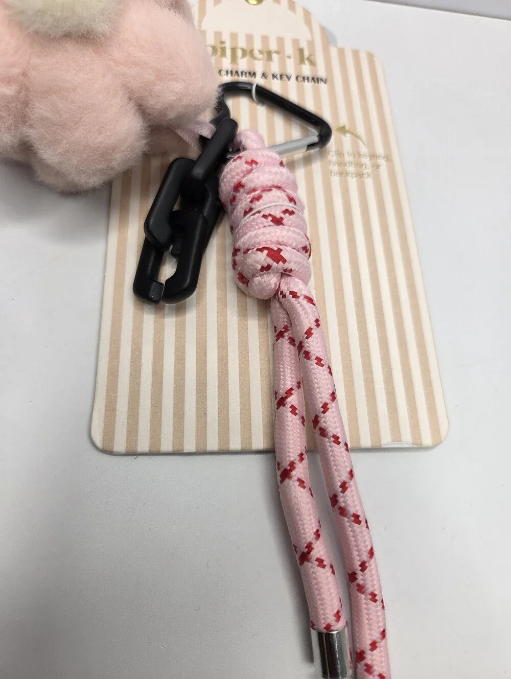 💕▪️Piper K ▪️Plush Pink Uk Exclusive  Flower Pom-Pom Keychain with Tassle